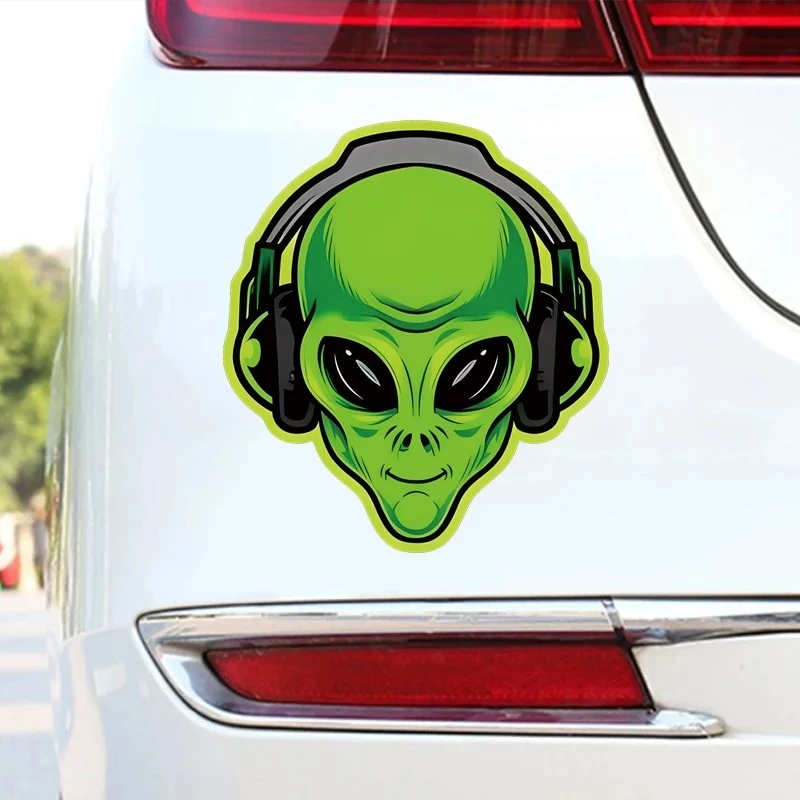 Decal motociclistico 1pc, carattere alieno verde e decalcomania divertente