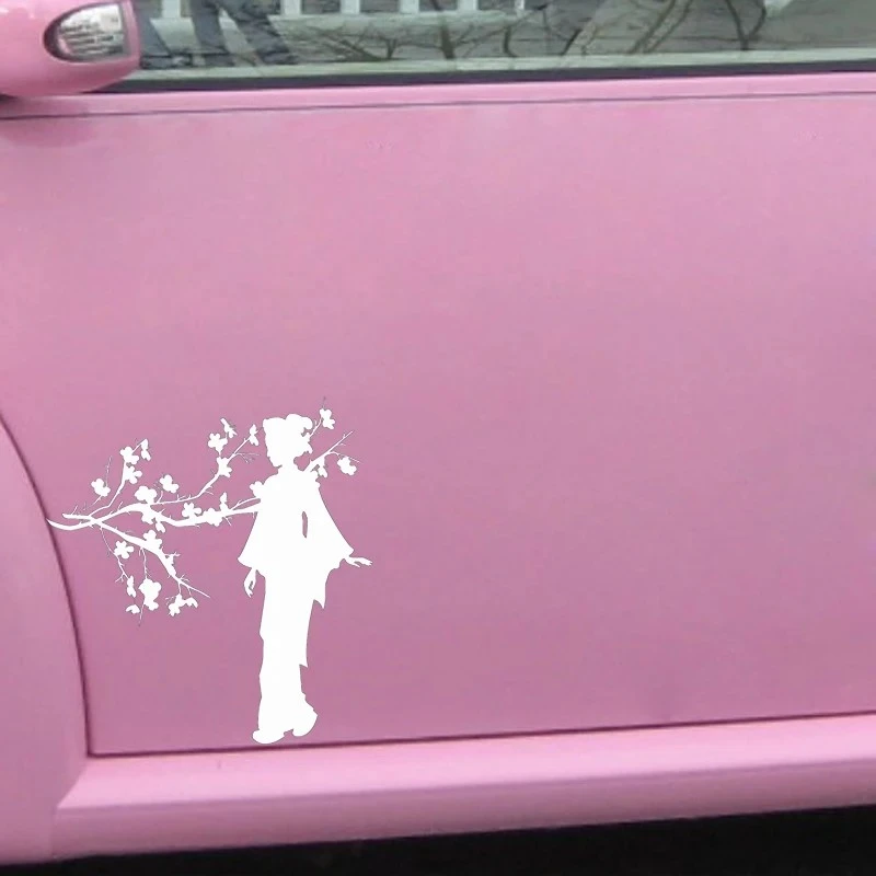 Geisha giapponese ragazza sakura albero adesivo