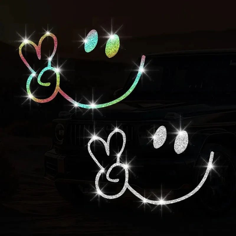 Adesivo per motociclette di gesto sorridente ok glitter