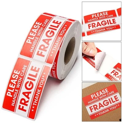 1000/500 pezzi adesivi fragili inglesi