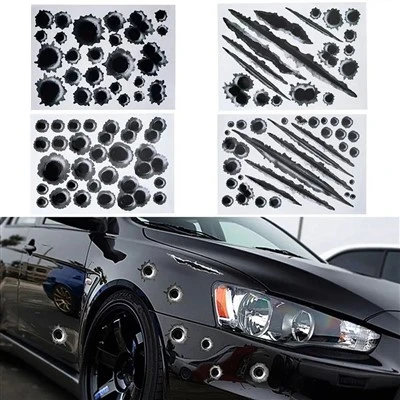 1 pcs Adesivi per auto divertenti 3D Bullet Hole Sticker