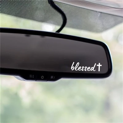Adesivo per specchietto interno auto Dio benedica