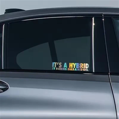 Adesivo di testo divertente per auto ibrida