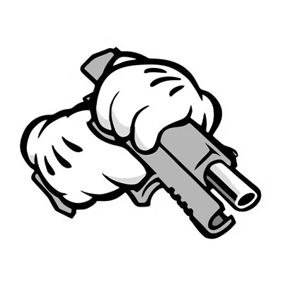Pistola da cartone animato pronto a sparare decorazione di auto divertenti