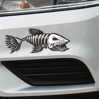Distintivo dell'etichetta per la pesca della barca per auto con pesce zombie
