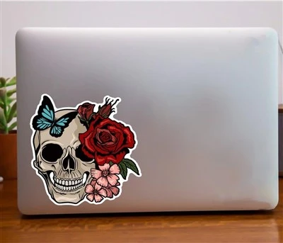 Adesivo con rose teschio