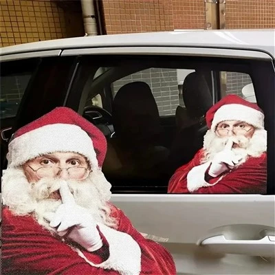 Claus realistico di natalizio dell'adesivo per auto
