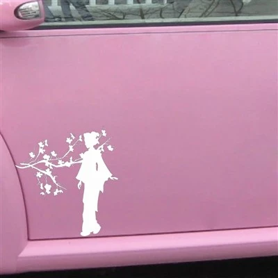 Geisha giapponese ragazza sakura albero adesivo
