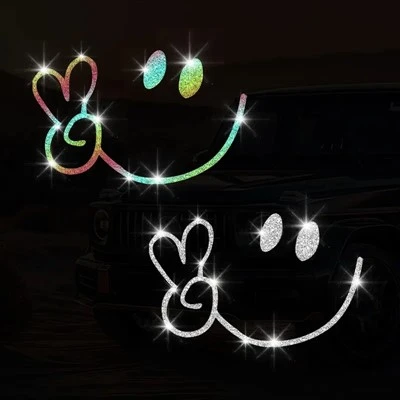 Adesivo per motociclette di gesto sorridente ok glitter