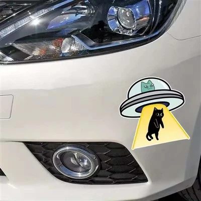 UFO cattura una decalcomania impermeabile in vinile gatto